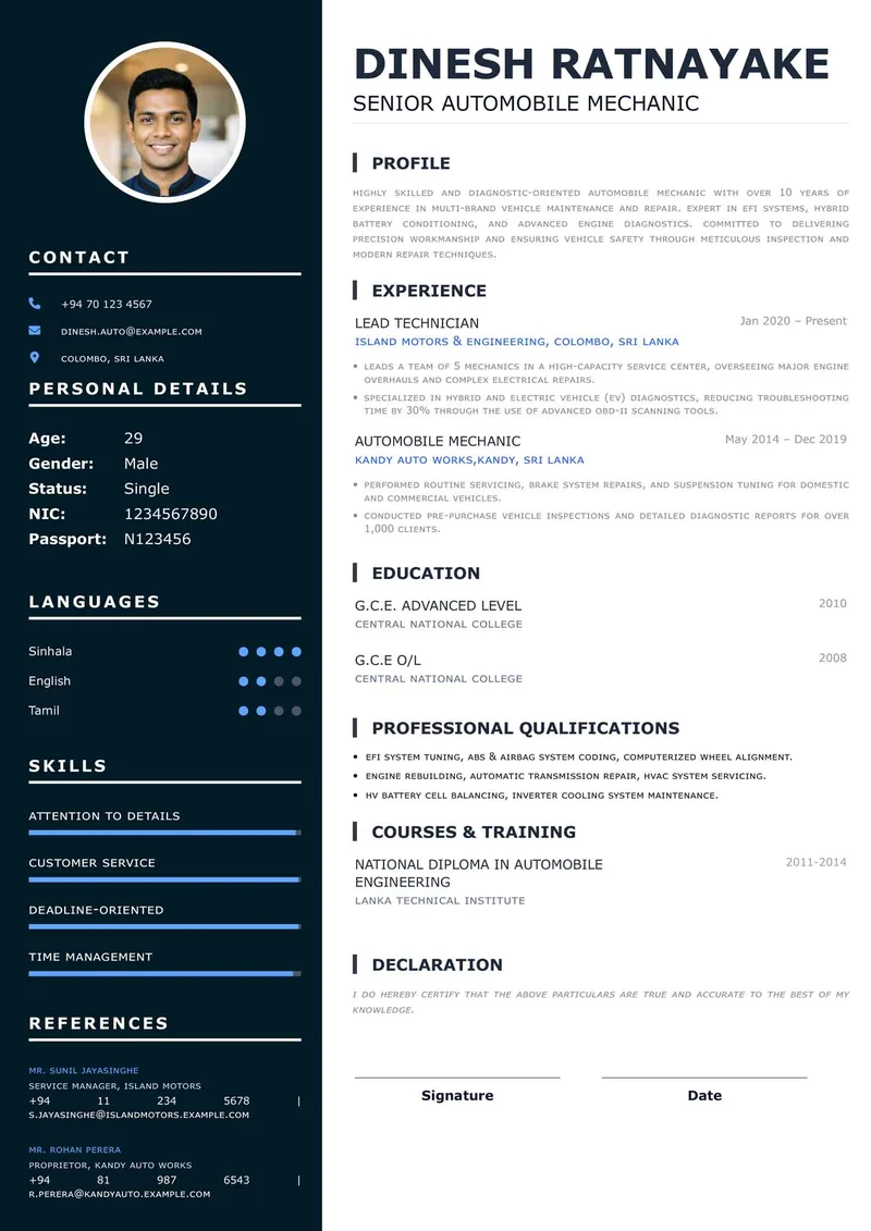 Professional cv-modern-minimalist Layout Template for Corporate Job Applications