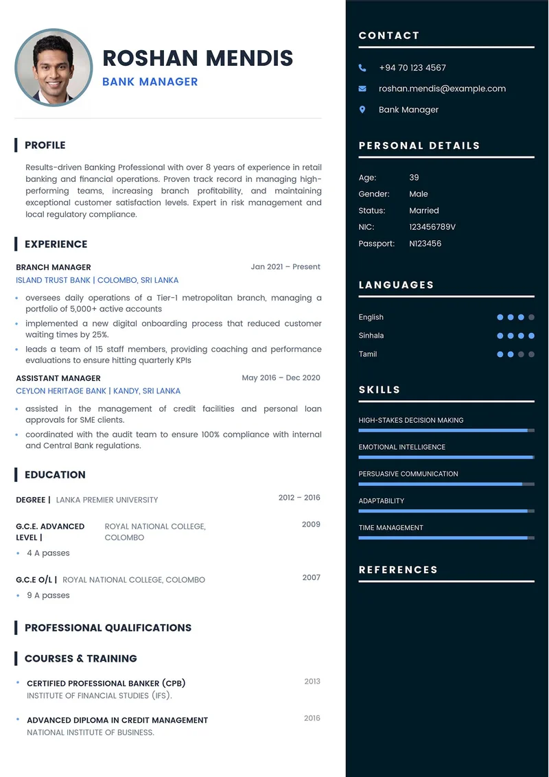 Professional cv-modern-minimalist-right Layout Template for Corporate Job Applications